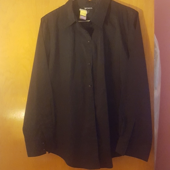 George Tops - Black button front blouse